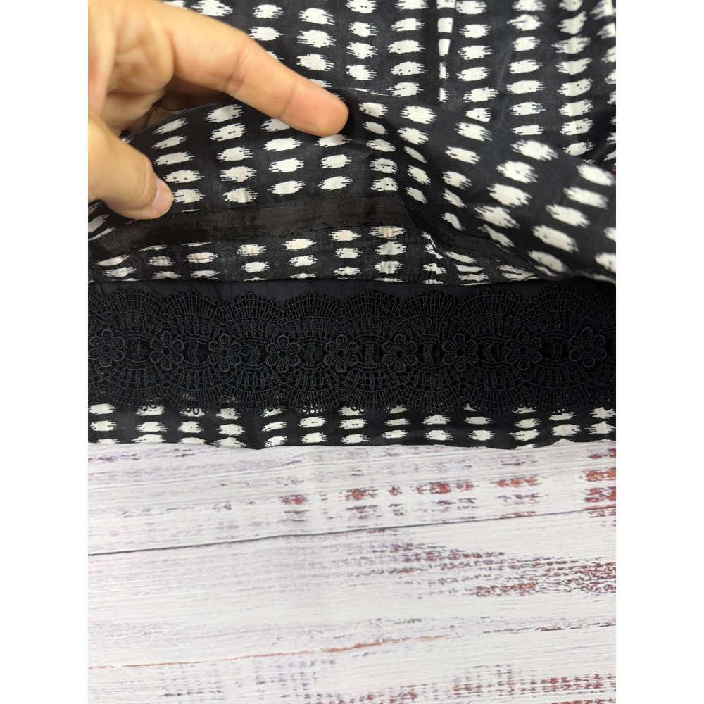Anthropologie Edme & Esyllte Black White Ikat A-Line Skirt Size 4 Boho - Picture 5 of 8